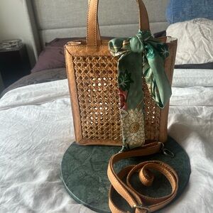 Leather rattan Woven Bag